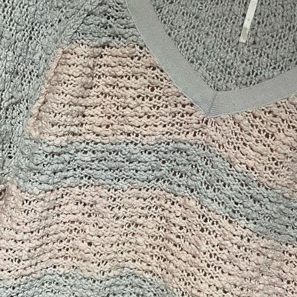 Free People Rugby Songbird Stripe Pullover SweaterSmall Pale Pink Pale Gray - Picture 12 of 15